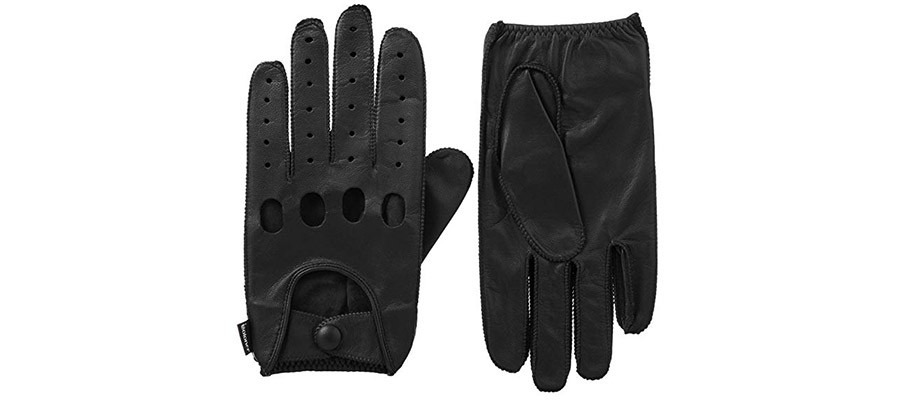Isotoner Men’s Smooth Leather Driving Glove With Covered Snap